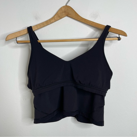 Lululemon Align Tank Top Black Cropped Size 12 Longline Sport Bra - Picture 11 of 13